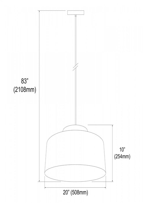 Dainolite Kup 1 Light Metal Pendant White Finish Lamp