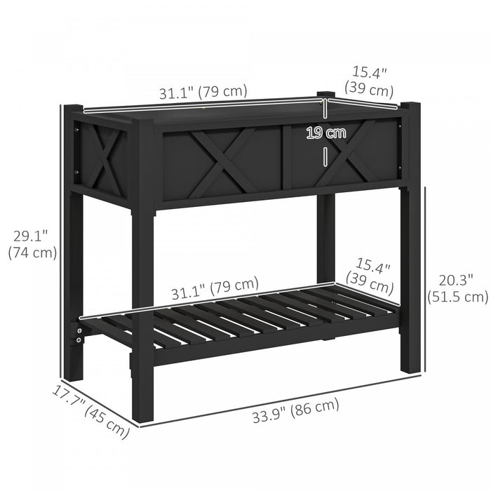 Outsunny Wooden Raised Planter Box, Flower Bed, 34\" X 18\" X 30\", Black