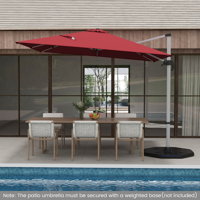 Costway 10 FT Patio Cantilever Umbrella Outdoor Aluminum Hanging Offset Umbrella w/ 360° Rotation Red