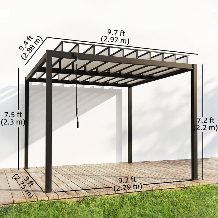 Outsunny 9.5x10 ft Louvered Pergola with PC Roof, Aluminium Pergola Gazebo