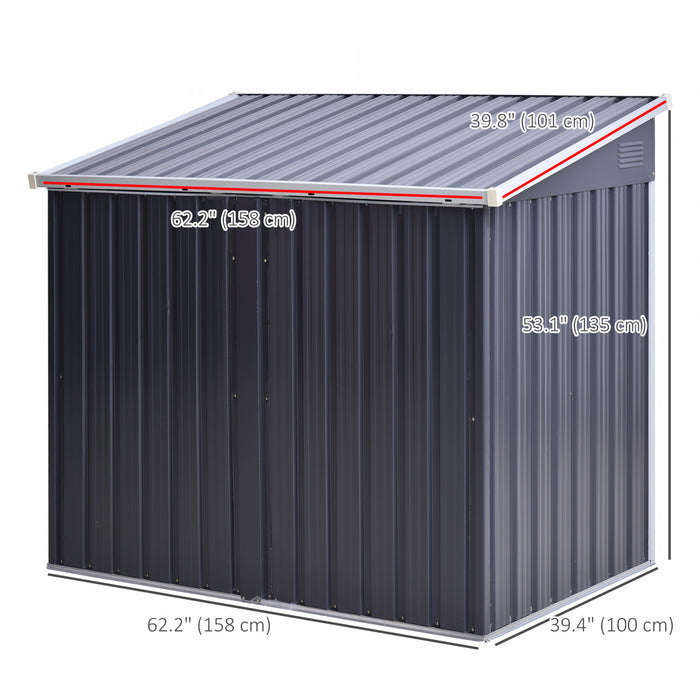 Outsunny 5ft X 3ft Outdoor Garbage Bin Storage Shed, Metal Garbage Shed