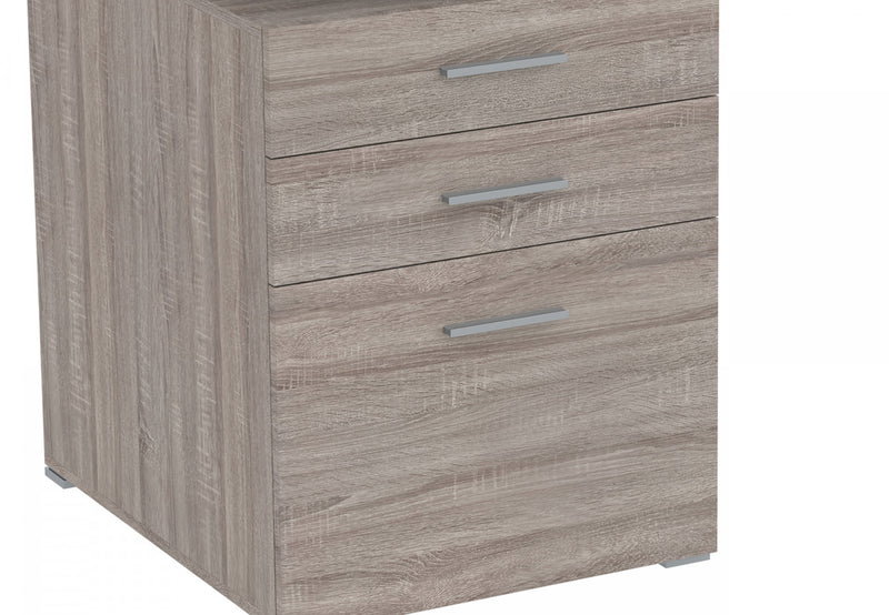 Computer Desk Study Desk For Home Office, Gaming Room 47.25l Dark Taupe 3 Drawers Silver Metal Base