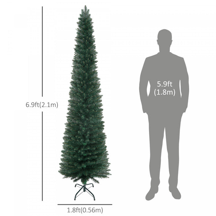 Homcom 7ft Artificial Christmas Tree Holiday Pencil Tree Indoor