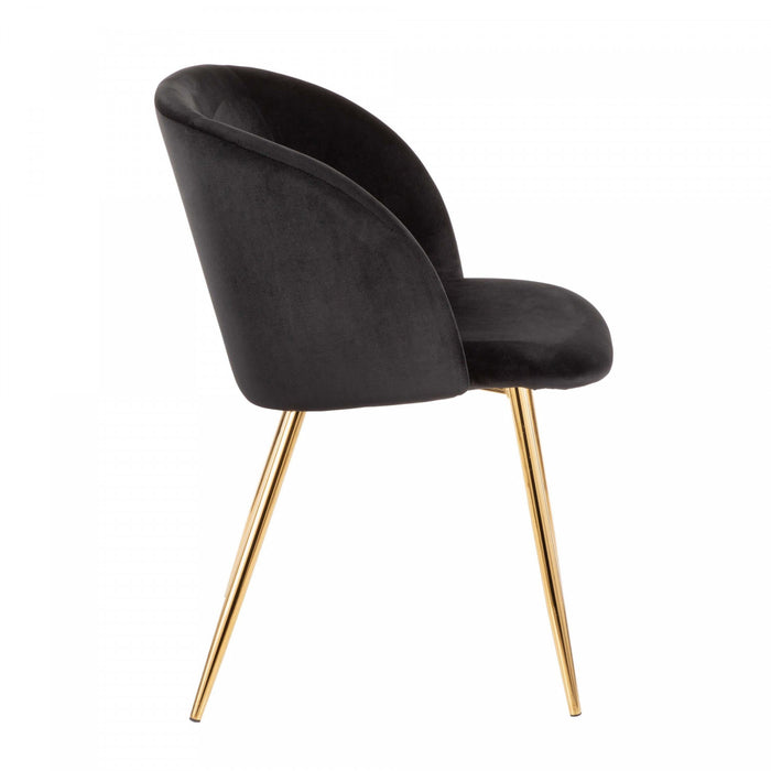 LumiSource Fran Black Velvet Contemporary Dining Chair - Set of 2