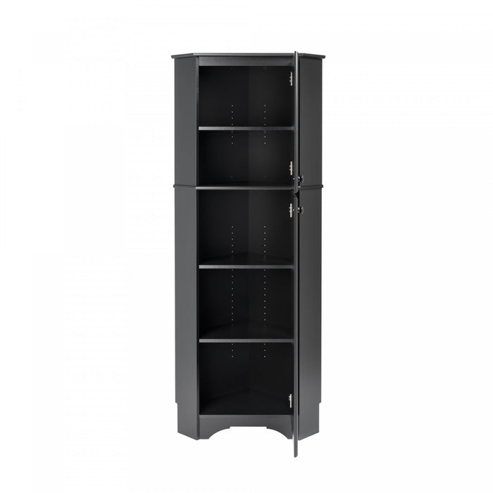 Elite Tall 2-Door Corner Storage Cabinet - Black
