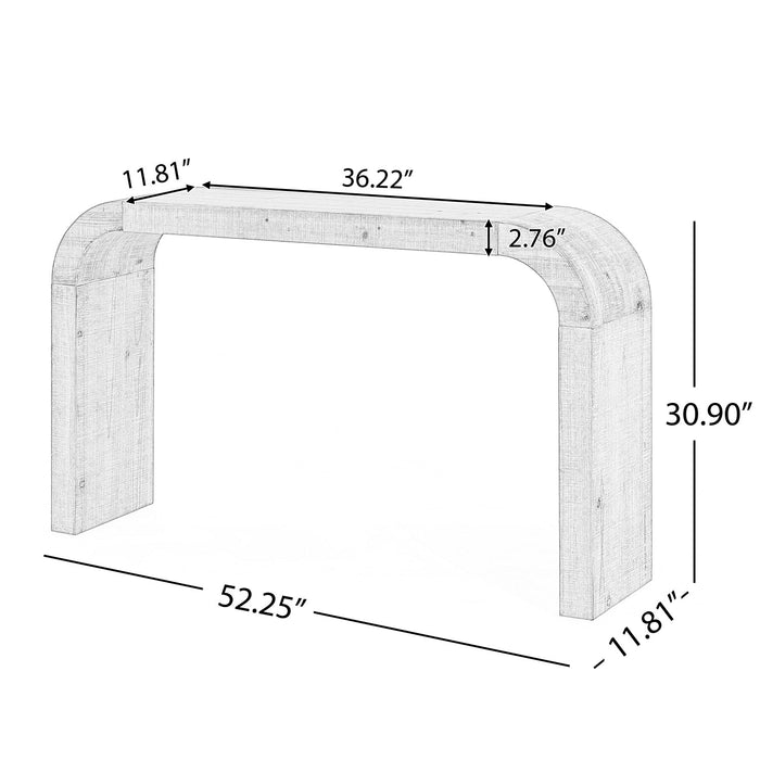 Cedar 52 Inch Wood Console Table with Curved Edge and Distressed Finish, Natural