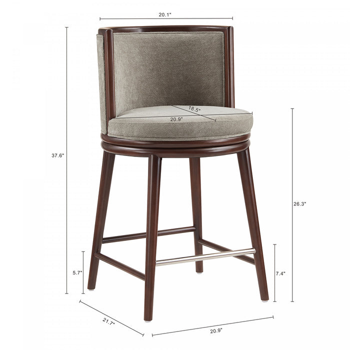 Evalyn Modern Wood Upholstered Counter Stool in Dove - Set of 3