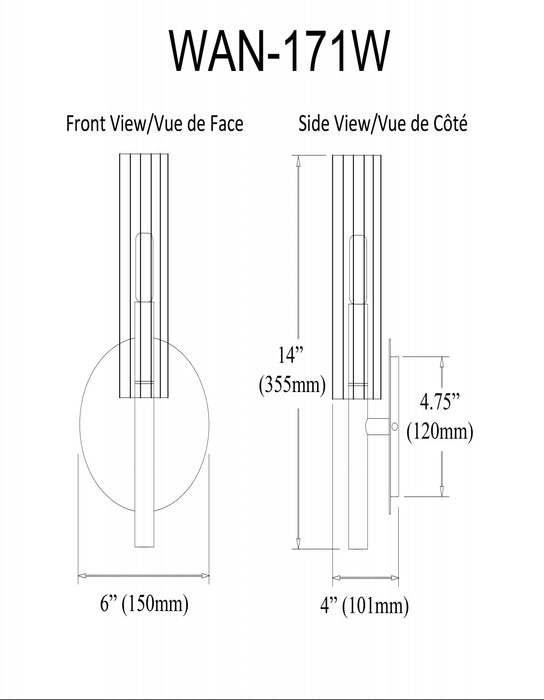 Dainolite Wand 1 Light Wall Sconce Matte Black/Aged Brass Frosted Glass Lamp