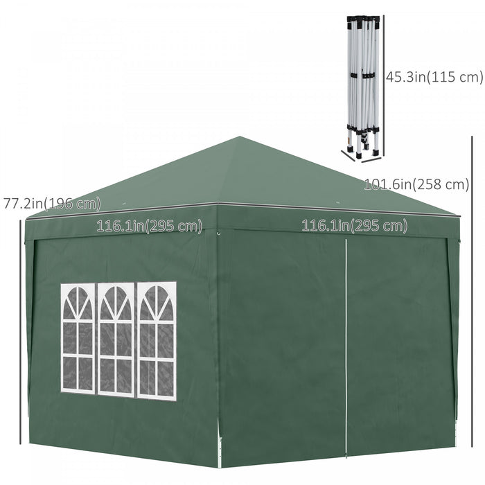 Outsunny 10'x10' Outdoor Pop Up Party Tent Gazebo Canopy With Carrying Bag (green)