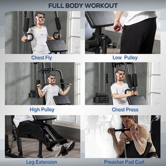 Soozier Multifunction Home Gym Machine With 99lbs Weight Stack, Full Body Workout