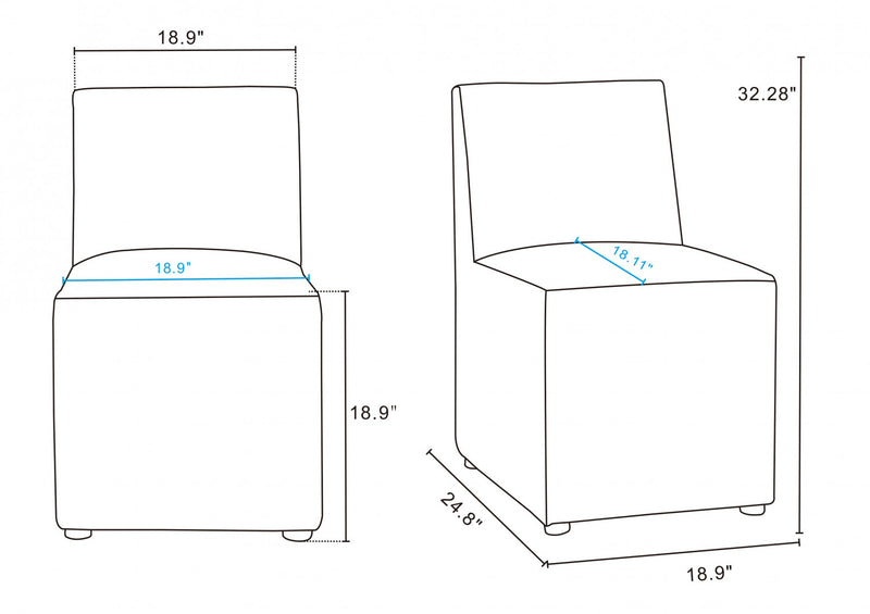 Anna Square Modern Vegan Leather Dining Chair in Stone Gray - Set of 2