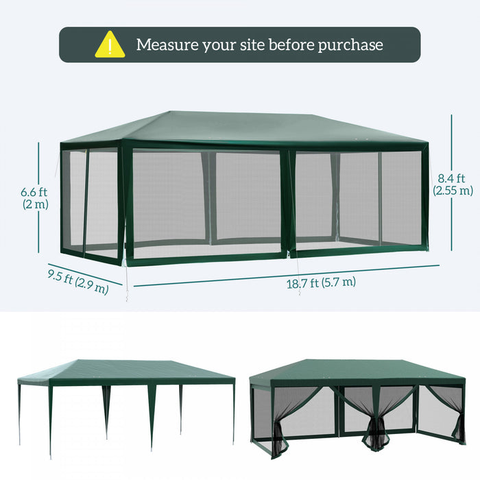 Outsunny 10' x 20' Party Tent, Outdoor Canopy Garden Sun Shade, Green