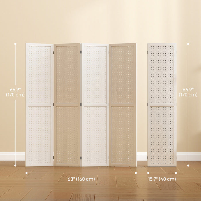 HOMCOM 4 Panel Folding Room Divider Privacy Screen Indoor Home Decoration