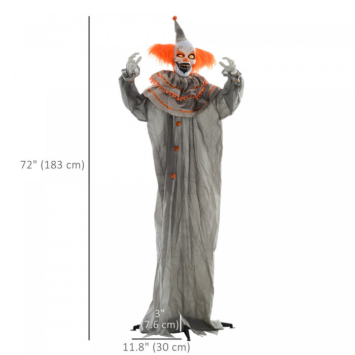 Homcom Halloween Clown Animatronic Prop With Light Up Eyes