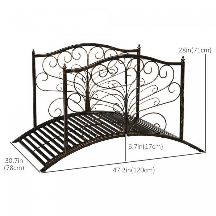 Outsunny 4ft Metal Garden Bridge Decorative Arc Bridge With Guardrails Black Bronze