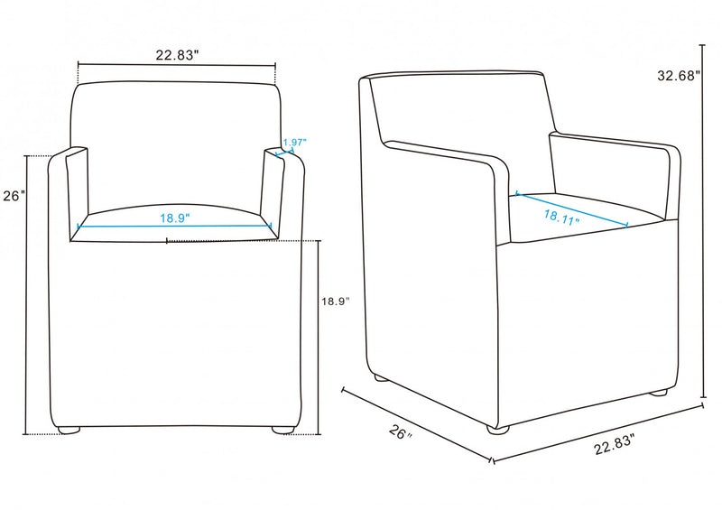 Anna Square Modern Vegan Leather Armchair in Saddle Brown - Set of 2