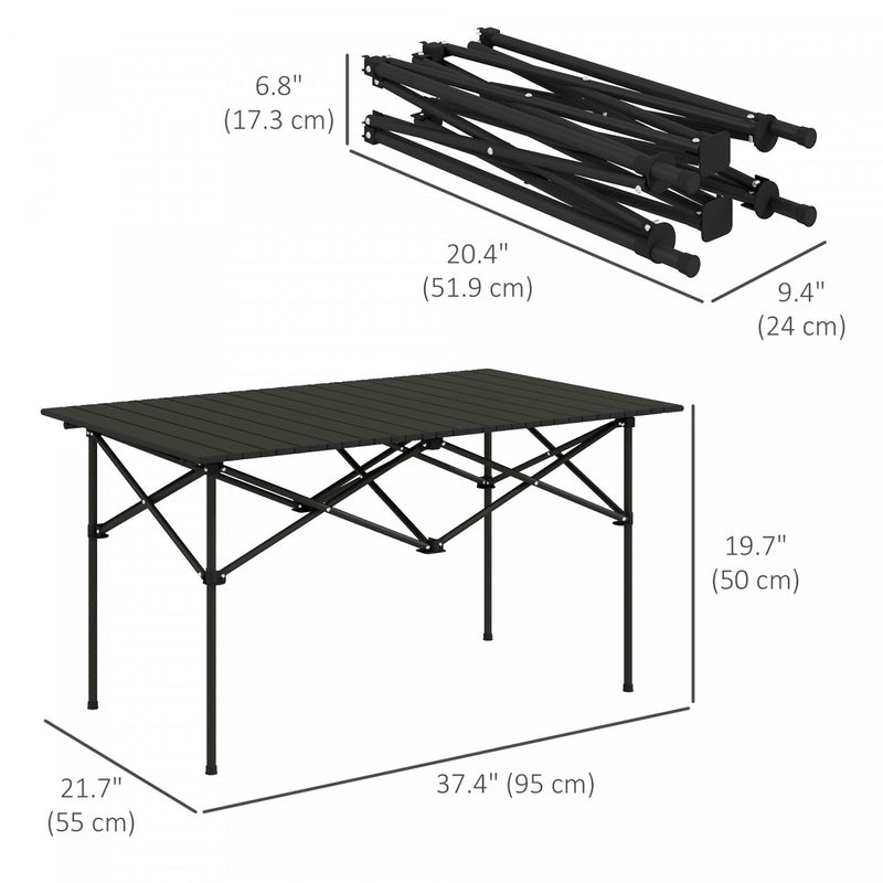 Bush Baby Table Outsunny Folding Camping Table With Roll Up Top And Carry Bag, Black ...