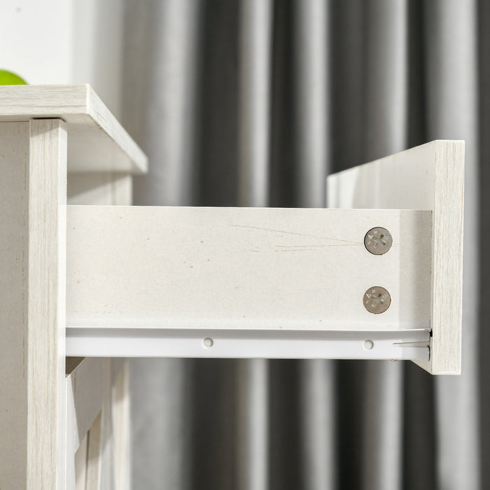 HOMCOM Farmhouse Sideboard, Buffet Cabinet with Barn Door, Distressed White