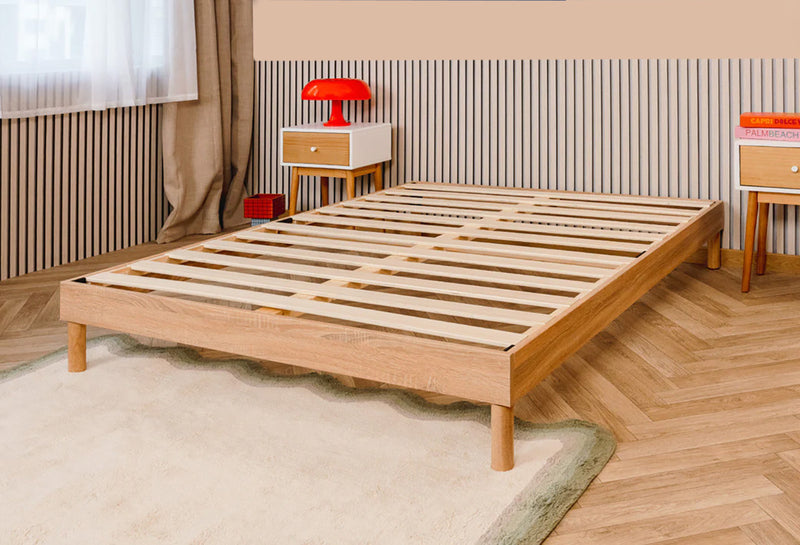 Smart Base Essential Full Metal Platform Bed Frame - Natural - The Brick