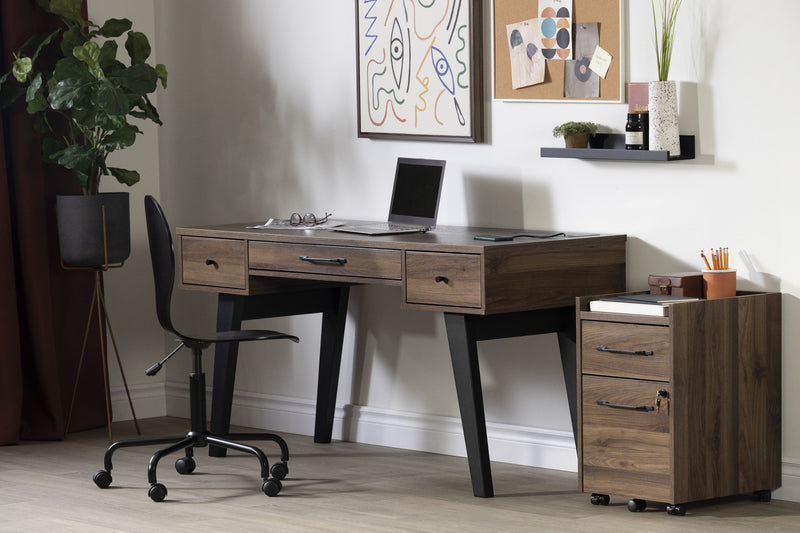 Helsy Computer Desk with Power Bar Natural Walnut - South Shore