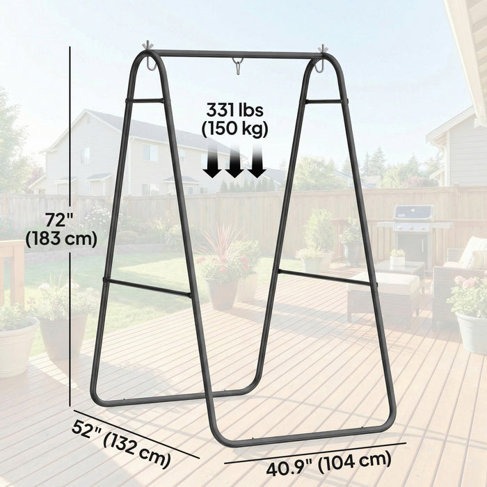 Outsunny Hanging Hammock Stand,Hammock Chair Stand Only, 330 LBS, Black