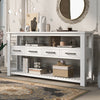 Ava 62.2'' Large Entryway Table with Drawers and Open Shelves,White Sofa Table  | Table d'entree Ava 62,2'' avec tiroirs et etageres ouvertes, blanche