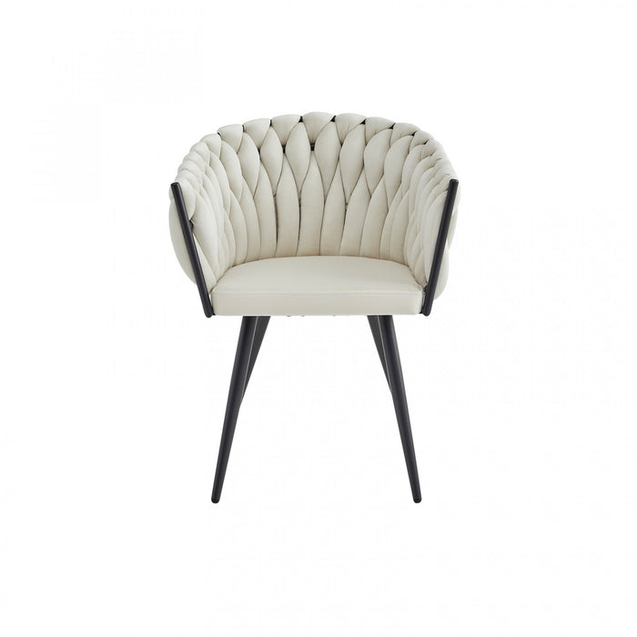 Hildy Accent Dining Arm Chair, Beige Velvet (set of 2) 