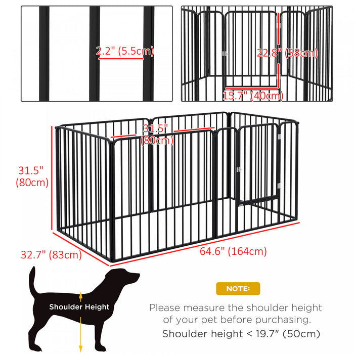 Pawhut Heavy Duty Dog Playpen, Steel Dog Pen With Door, Pet Exercise Fence, Outdoor Indoor Diy Design For Small And Medium Dogs, 31.5\" Height, 6 Panels
