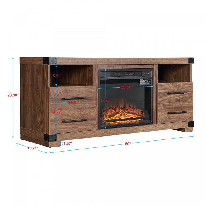 Richmond Industrial Traditional 2-Piece Electric Fireplace in Black and Brown