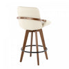 LumiSource Cosmo Faux Leather Mid-Century Modern Counter-Height Stool - Walnut/Cream|Tabouret moderne du milieu du 20e siècle Cosmo de hauteur comptoir en similicuir - noyer et crème