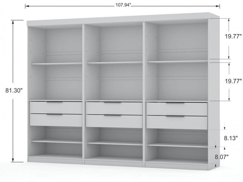 Mulberry Contemporary Modern 13-Piece Wardrobe Closet in White