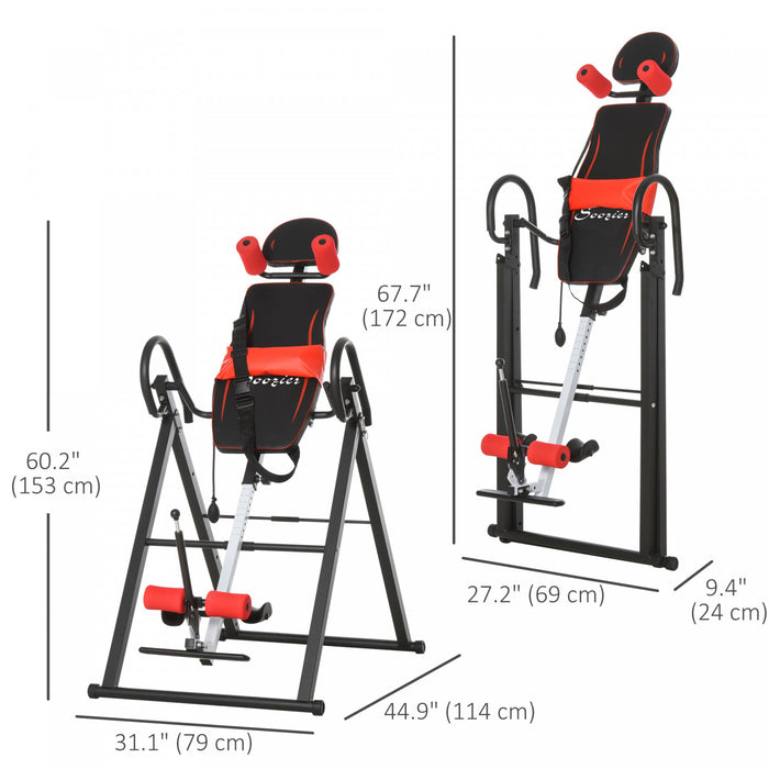 Soozier Folding Inversion Table With Safety Belt, 20°/40°/60° Adjustable