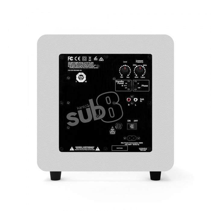 Kanto SUB8VMB 8\" 300W Sealed Powered Subwoofer, Matte White