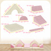 Qaba 12 PCS Modular Kids Play Couch, Child Sectional Sofa, Bedroom and Playroom Furniture for Toddlers, Convertible Foam and Floor Cushion for Boys and Girls, Pink