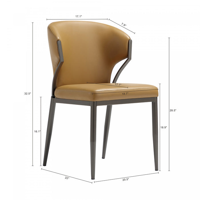 Kirsten Modern Vegan Leather Metal Dining Chair in Camel - Set of 4