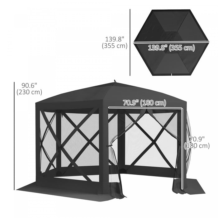 12' X 12' Pop Up Screen Tent, Camping Shelter Picnic Canopy, Black