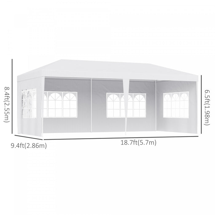 Outsunny 18.7' X 9.4' Party Tent, Portable Folding Wedding Tent, Garden Canopy Event Shelter, Outdoor Sunshade With 4 Removable Sidewalls, White