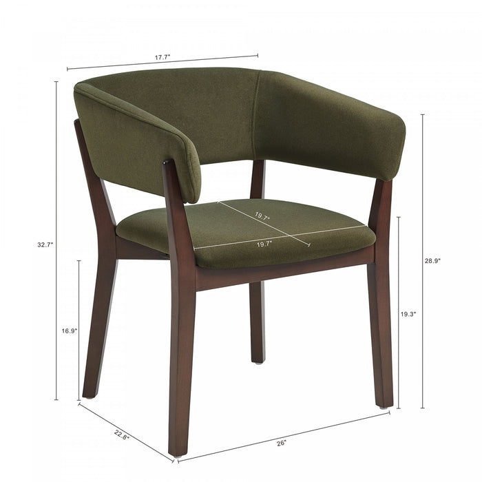 Blake Modern Faux Mohair Wood Armchair in Green - Set of 4 Dining Chair