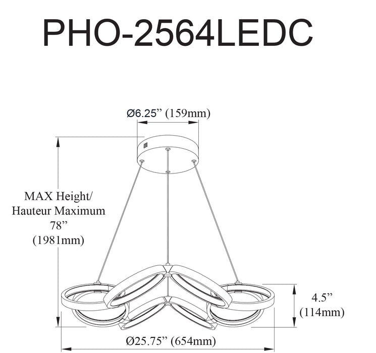 Dainolite Philo Chandelier 64w Matte Black White Silicone Diffuser Lamp