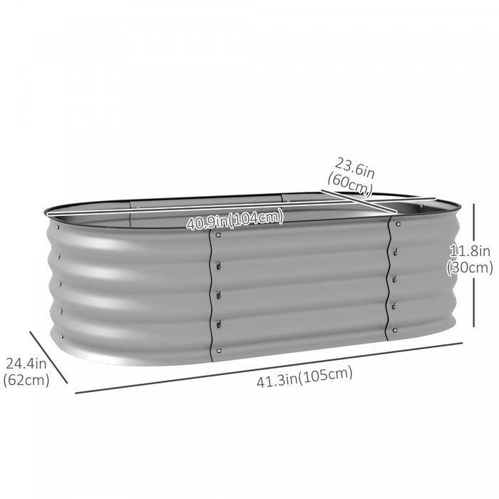 Outsunny 3.4' X 2' X 1' Galvanized Raised Garden Bed Kit, Metal Elevated Planter Box With Safety Edging, Easy Diy For Growing Flowers, Herbs, Succulents, Silver