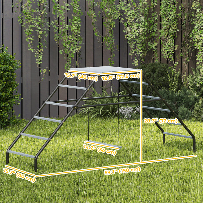 PawHut Chicken Coop Perches with Swing, Roosting Bars, Chicken Run Accessories Toy, Steel Ladder for Poultry's Healthy & Happy, for Backyard Farm