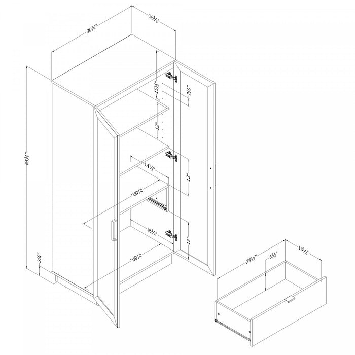 Arum Contemporary 2-Door Kitchen Cabinet with Doors Black Oak and Natural Ash - South Shore Kitchen Storage