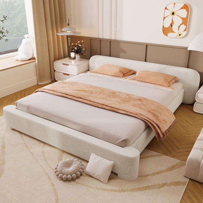 Joyce Comfortable and Stylish Bedroom Upholstered Bed,King Size,White King Bed