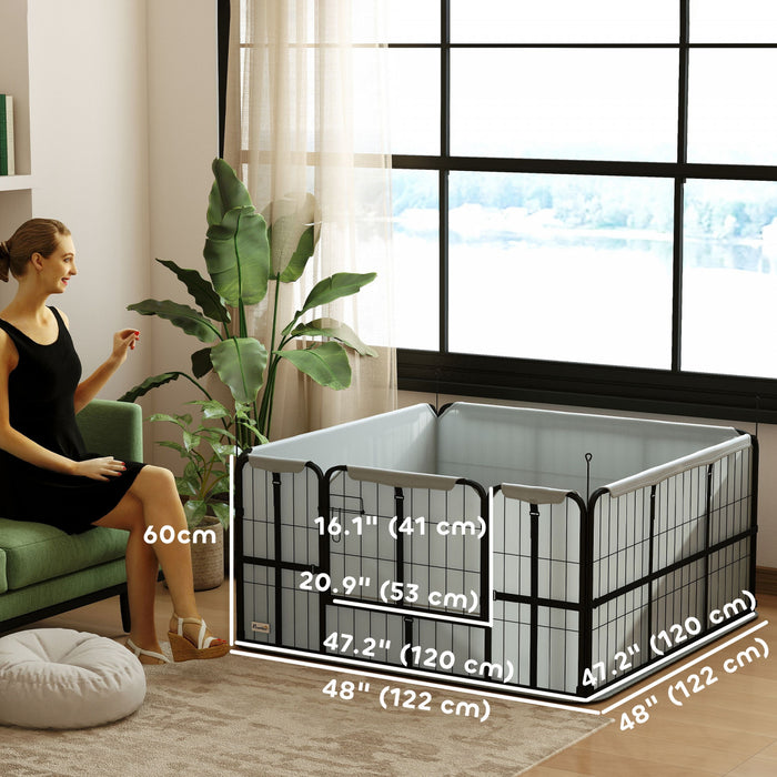 Pawhut Whelping Box For Dogs And Puppies, 48\" X 48\" X 23.5\", Puppy Playpen With 600d Windproof Oxford Fabric Cloth, Washable Pee Pad, Pet Playpen With Door, For Medium & Large Dogs