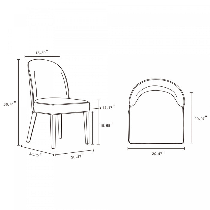 Hillman Modern Wood Upholstered Dining Chair in Blue - Set of 2