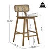 Bari Rubber Wood Counter Stool Set of 4 with Rattan Back and Footrest,Walnut | Bari – Lot de 4 tabourets de comptoir en bois d’hevea avec dossier en rotin et repose-pieds, finition noyer