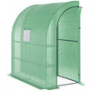 Outsunny 7' X 3' X 7' Outdoor Lean-to Walk-in Greenhouse, Plant Gardening Green House With Roll-up Mesh Windows, Zipper Door And 3-tier Shelves, Green