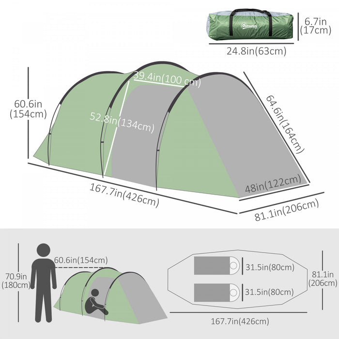 Outsunny Camping Dome Tent W/ Vestibule For 2-3 Person With Weatherproof Screen Room Vestibule Backpacking Tent Lightweight For Fishing & Hiking Dark Green