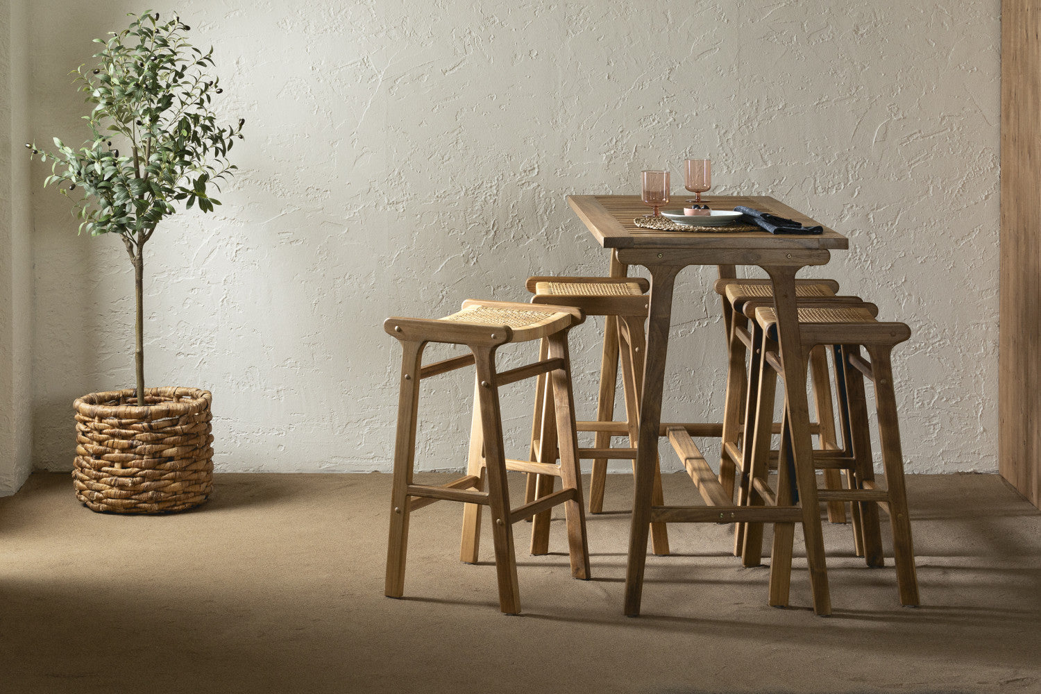 Agave Teak Bar Table Natural The Brick - Main Image