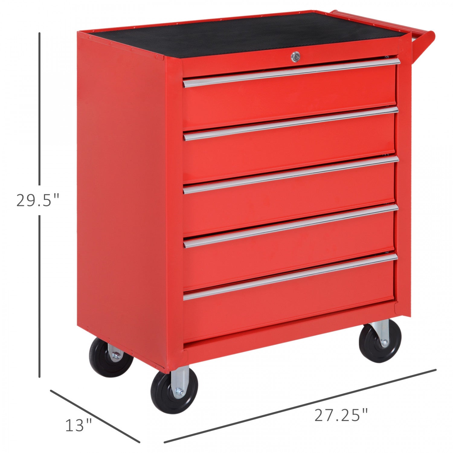 Homcom 5 Drawer Lockable Steel Tool Chest With Handle - The Brick